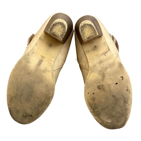 Natalie | Tan Wedge Heel Booties With Buckles | Size 10 - Picture 4 of 5